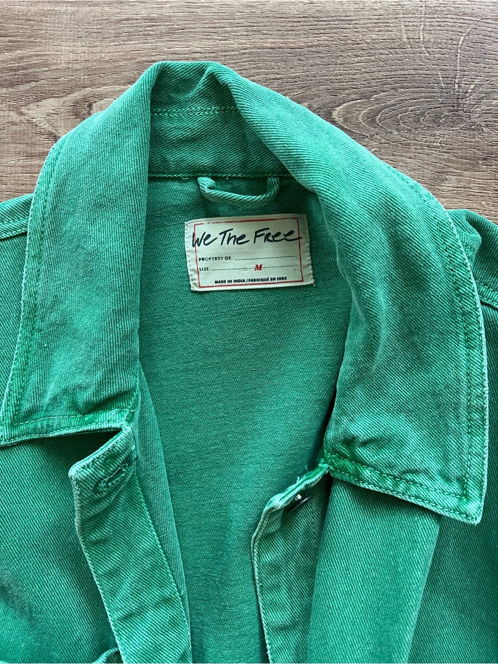 Free People We The Free Madison City Denim Jacket Size Medium RT $128 Green - Picture 2 of 3